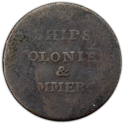 P.E.I (1829) Ships Colonies & Commerce Halfpenny Token PE-10-2 - Damaged