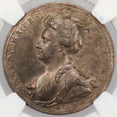 SOLD Great Britain (1707) Union of England & Scotland Silver Medal - NGC AU-58