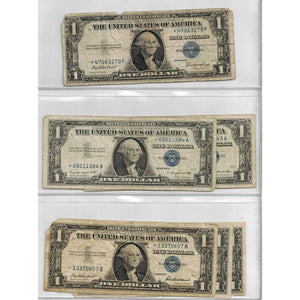 SOLD Lot of 6 United States 1935/1957 $1 Silver Certificate Replacement Star Notes