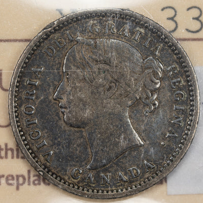 SOLD Canada 1870 Wide 0 10 Cents Dime Silver Coin - ICCS VF-20