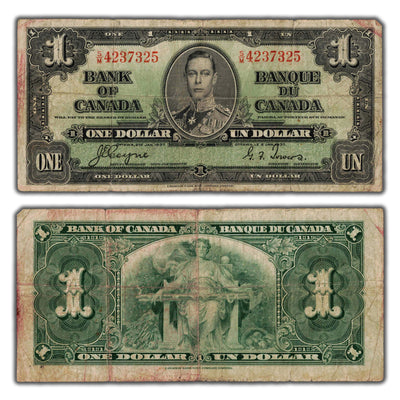 $1 1937 Bank of Canada Note Coyne-Towers S/M Prefix BC-21d - Near Radar Serial