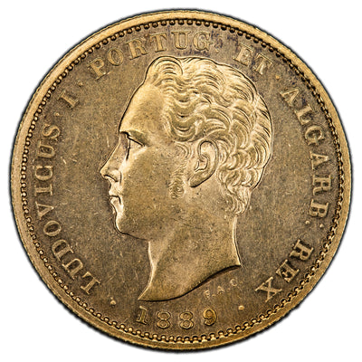 SOLD Portugal 1889 5000 Reis Gold Coin