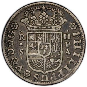 SOLD Spain 1734 Seville 2 Reales Silver Coin KM #355