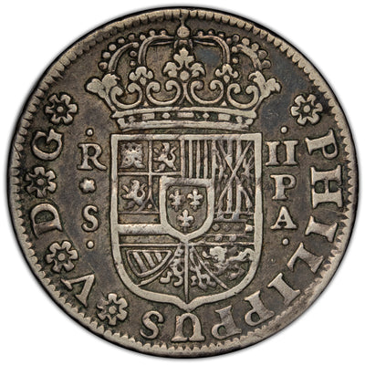 Spain 1734 Seville 2 Reales Silver Coin KM #355