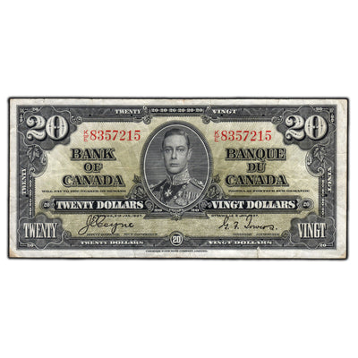 SOLD $20 1937 Bank of Canada Note Coyne-Towers K/E Prefix BC-25c