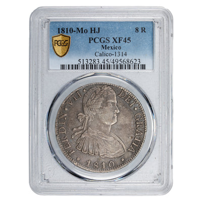 SOLD Mexico 1810 Mo-HJ 8 Reales Silver Coin Calico-1314 - PCGS XF-45