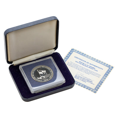 SOLD Panama 1979 5 Balboas Silver Proof Coin - Canal Treaty