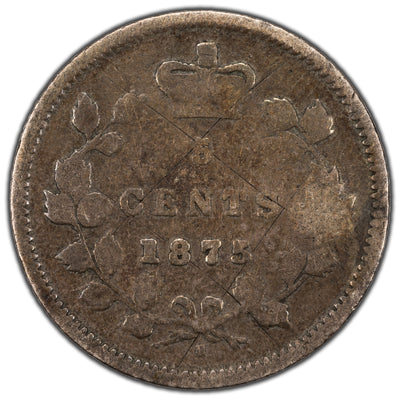 SOLD Canada 1875-H Large Date 5 Cents Silver Coin - Reverse Scratches