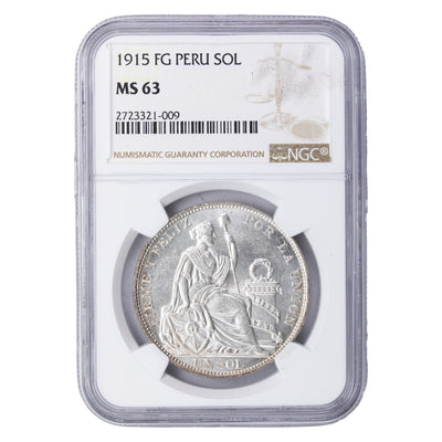 SOLD Peru 1915-FG Sol Silver Coin - NGC MS-63