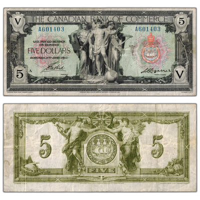 $5 1917 Canadian Bank of Commerce Canada Chartered Note #75-16-04-06a - VF