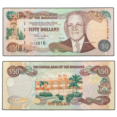 SOLD Bahamas 2000 $50 Fifty Dollars Note P #66 - VF+