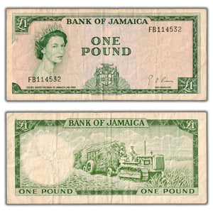 SOLD Jamaica 1960 (1964) 1 One Pound Note P #51Ce