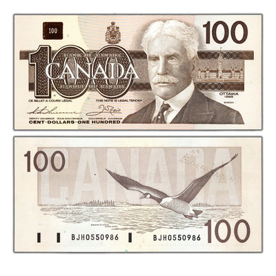 SOLD $100 1988 Bank of Canada Note Thiessen-Crow BJH Prefix BC-60a-i - Choice UNC