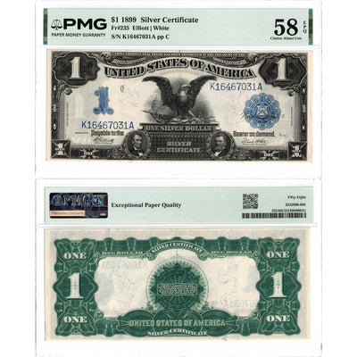 SOLD United States 1899 $1 Silver Certificate "Black Eagle" Note Fr. 235 - PMG AU-58 EPQ