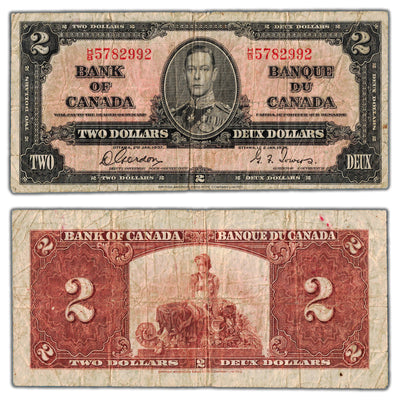 $2 1937 Bank of Canada Note Gordon-Towers H/B Prefix BC-22b - Circulated