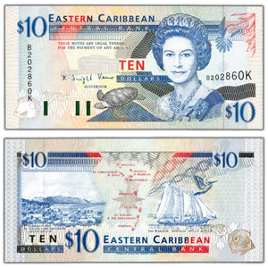 SOLD East Caribbean States ND (2003) $10 Ten Dollars Note P #43k - Choice UNC