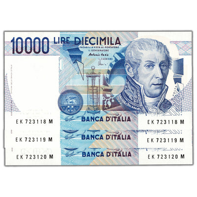 Italy 1984 10000 Lire Notes P #112d - 3 Consecutive Uncirculated
