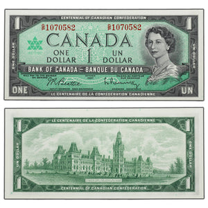 SOLD $1 1967 Bank of Canada Note Centennial G/P Prefix BC-45b-i - Ch UNC