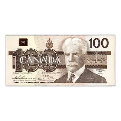 SOLD $100 1988 Bank of Canada Note Thiessen-Crow BJH Prefix BC-60a-i - Choice UNC