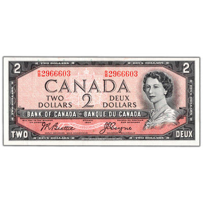 $2 1954 Bank of Canada Note Beattie-Coyne R/B Prefix BC-38a - EF+