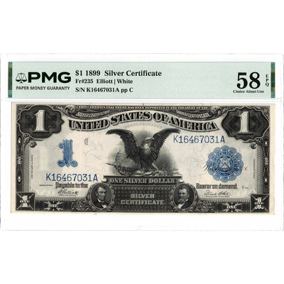 SOLD United States 1899 $1 Silver Certificate "Black Eagle" Note Fr. 235 - PMG AU-58 EPQ