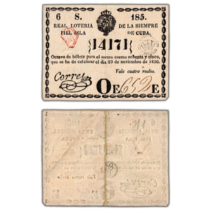 Cuba 1830 Lottery Ticket