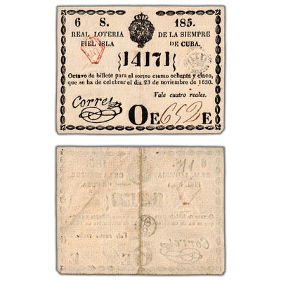 Cuba 1830 Lottery Ticket