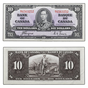 SOLD $10 1937 Bank of Canada Note Coyne-Towers B/T Prefix BC-24c - EF+