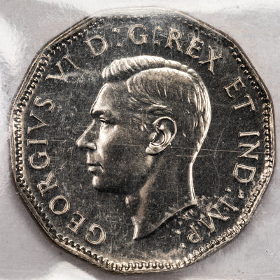 SOLD Canada 1947 Maple Leaf 5 Cents Nickel Coin - ICCS SP-65