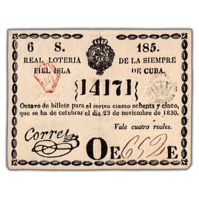 Cuba 1830 Lottery Ticket