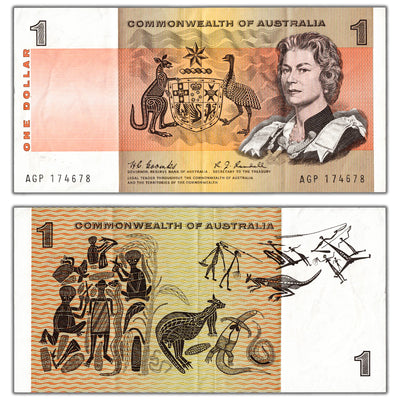 Australia ND (1966-72) $1 One Dollar Note P #37b - VF/EF