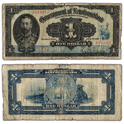 $1 1920 Government of Newfoundland Note Hickey-Brownrigg NF-12b - Tear
