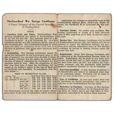 Newfoundland 1944 $3 Three Dollars War Savings Certificate