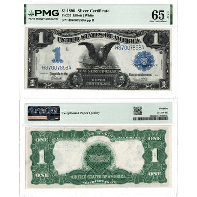 United States 1899 $1 Silver Certificate "Black Eagle" Note Fr. 235 - PMG Gem UNC-65 EPQ