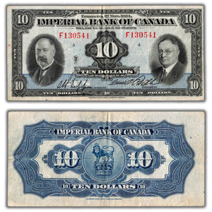 SOLD $10 1934 Imperial Bank of Canada Chartered Note CH #375-22-06 - VF+