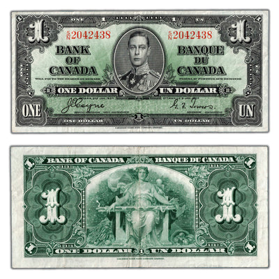 $1 1937 Bank of Canada Note Coyne-Twoers S/N Prefix BC-21d - VF