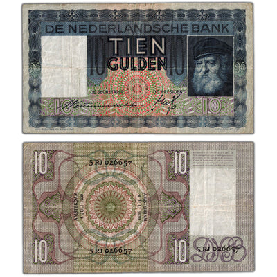 Netherlands 1939 10 Ten Gulden Note P #49 - Circulated