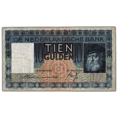 Netherlands 1939 10 Ten Gulden Note P #49 - Circulated