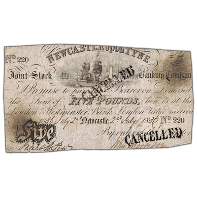 Great Britain Newcastle Upon Tyne 1836 5 Five Pounds Note