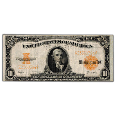 SOLD United States 1922 $10 Ten Dollars Gold Certificate Note