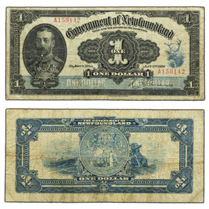 SOLD $1 1920 Government of Newfoundland Note Renouf Signature NF-12