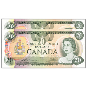 SOLD $20 1979 Bank of Canada Notes Thieseen-Crow BC-54c - 2 Consecutive Choice UNC