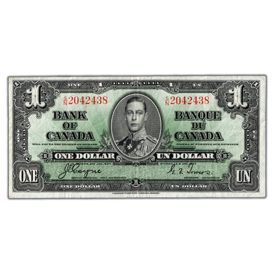 $1 1937 Bank of Canada Note Coyne-Twoers S/N Prefix BC-21d - VF