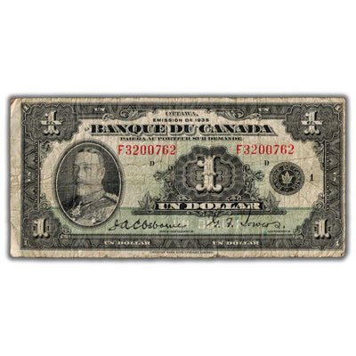 SOLD $1 1935 Banque du Canada Note French Text BC-2 - VG+