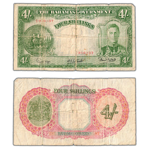 SOLD Bahamas 1936 4 Four Shillings Note P #9e - Circulated