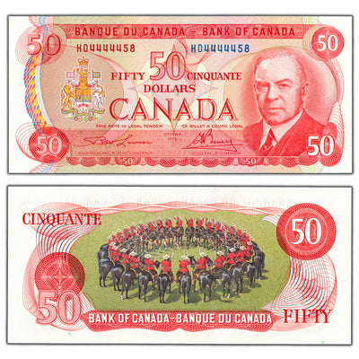 SOLD $50 1975 Bank of Canada Note HD Prefix BC-51a - Near Solid Serial UNC