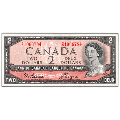 $2 1954 Bank of Canada Note Beattie-Coyne R/B Prefix BC-38a - EF/AU
