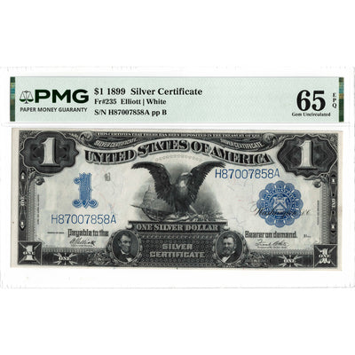 United States 1899 $1 Silver Certificate "Black Eagle" Note Fr. 235 - PMG Gem UNC-65 EPQ
