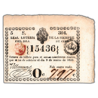 Cuba 1839 Lottery Ticket