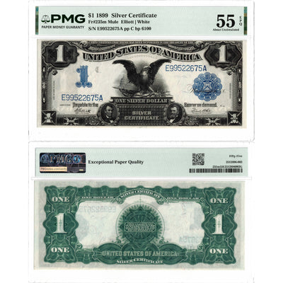 United States 1899 $1 Silver Certificate "Black Eagle" Mule Note Fr. 235m - PMG AU-55 EPQ